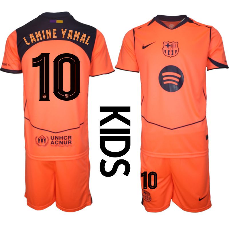 Youth 2025-2026 Club Barcelona away orange #10 Soccer Jersey2->customized soccer jersey->Custom Jersey